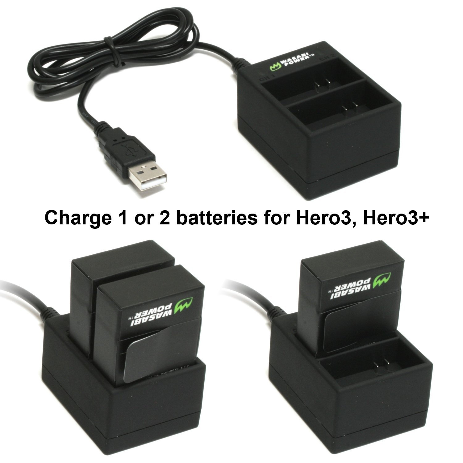 thumbnail image 2 of Wasabi Power Battery 2-Pack For GoPro HERO3, HERO3+ – 1280mAh, Replacement Camcorder Batteries 2 of 5
